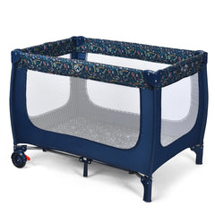 Costway Lit Parapluie pour bébé avec Matelas roulettes Sac de transport Parc Bébé 0-36 Mois Charge Max : 15KG Bleu
