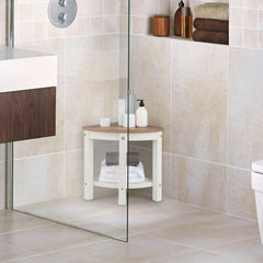 Costway Tabouret Salle de Bain 2 Niveaux avec Étagère de Rangement pour Enfants et Adultes Charge Max 150kg 32,5x32,5x43,5cm Café