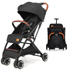 Costway Poussette de Voyage pour Bébé avec Pare-soleil Inclinable Porte-gobelet Harnais 5 Points Dossier Réglable Chancelière Rangement Inférieur Noir