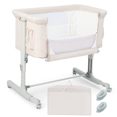 Costway Lit Cododo Bébé à 5 Hauteurs Réglables Charge 9KG Lit Berceau Maille Respirante Sac de Voyage pour Bébé 0-6 Mois Beige