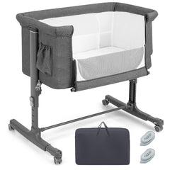 Costway Lit Cododo Bébé à 5 Hauteurs Réglables Charge 9KG Lit Berceau Maille Respirante Sac de Voyage pour Bébé 0-6 Mois Gris Foncé
