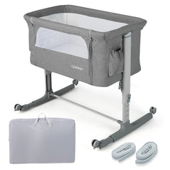 Costway Lit Cododo Bébé à 5 Hauteurs Réglables Charge 9KG Lit Berceau Maille Respirante Sac de Voyage pour Bébé 0-6 Mois Gris Clair