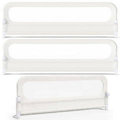 Costway Lot de 2 Barrières de Lit Pliable Ajustable de 198 CM avec Housse Amovible Blanc + Barrière de Lit Bébé Pliable Ajustable de 178 CM Blanc