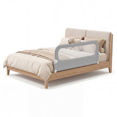 Costway Barrière de Lit Pliable pour Bébé Barrière de Lit Ajustable de 120 CM avec Housse Amovible en Tissu Oxford & Base en U Robuste Gris