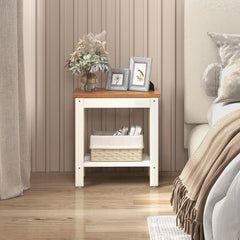 Costway Tabouret Salle de Bain à 2 Niveaux Imperméable Petit Tabouret de Douche Antidérapant avec Étagère Rangement Chaise pour Enfants Brun