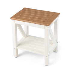 Costway Tabouret Salle de Bain à 2 Niveaux Imperméable Petit Tabouret de Douche Antidérapant avec Étagère Rangement Chaise pour Enfants Brun
