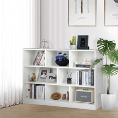 Costway Bibliothèque Enfants à 3 Niveaux avec 8 Cases Étagère à Livres Enfant avec Espace de Rangement Charge 60kg 122 x 32 x 93 CM Blanc