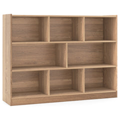 Costway Bibliothèque Enfants à 3 Niveaux avec 8 Cases Étagère à Livres Enfant avec Espace de Rangement Charge 60kg 122 x 32 x 93 CM Naturel