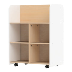 Costway Bibliothèque à 3 Niveaux pour Enfants avec Roues Présentoir à Livres Double Face et Chariot de Rangement Étagère pour Tout-petits Blanc