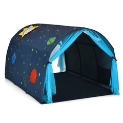 Costway Tente de Lit Enfants Tente de Rêve Portable avec Double Rideau en Maille Sac de Transport 144 x 102 x 82 CM Bleu