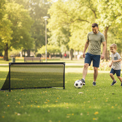 Costway But de Football pour Enfant Cage de Foot Pop-Up avec Cadre Métal Filet Piquets de Terre Sac de Rangement pour 6+ Ans 120 x 57 x 60 cm