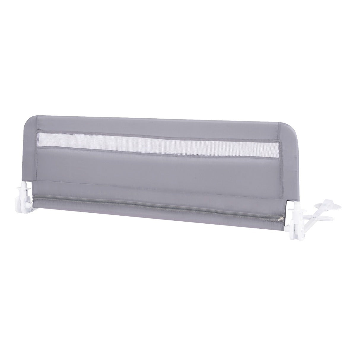 Costway Barrière de Lit Enfants 120 x 42 cmavec Sangles Barrière de Sécurité Pliable avec Tissu en Maille Respisante Angle Réglable 0°à 180° Gris