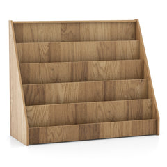 Costway Bibliothèque pour Enfants à 5 Niveaux Étagères d'Exposition de Livres pour Tout-petits Bibliothèque sur Pied Petit Porte-Revues Naturel