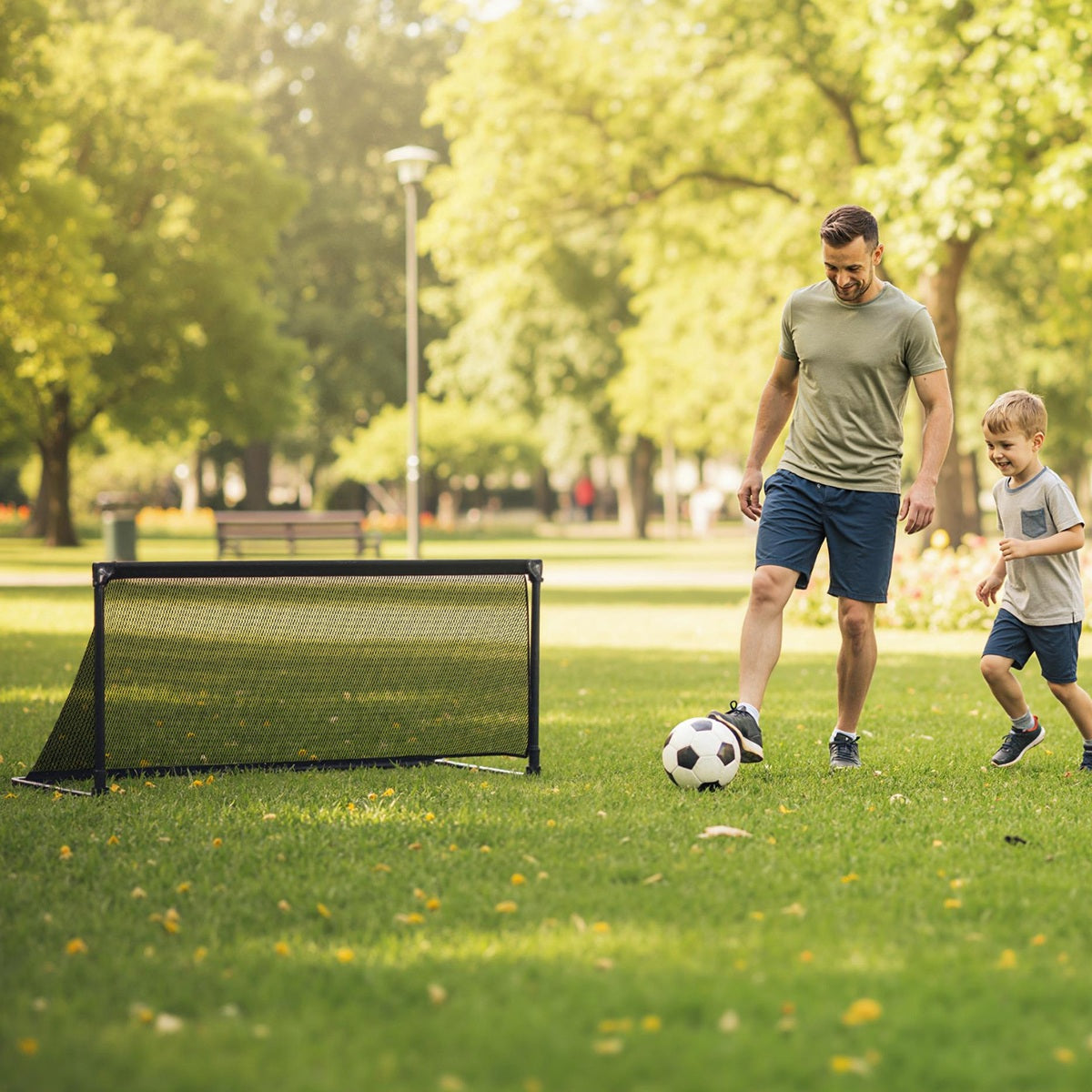 Costway But de Football pour Enfant Cage de Foot Pop-Up avec Cadre Métal Filet Piquets de Terre Sac de Rangement pour 6+ Ans 100 x 50 x 47 cm