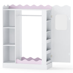 Costway Meuble de Rangement Enfant Bureau Enfant avec Coffre Mobile Plateau Spacieux Étagère Couvercle Relevable 4 Roulettes