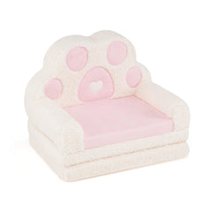 Costway 2-en-1 Chaise Pliante pour Enfants 18 à 36 Mois Canapé Enfant Housse Amovible Poche de Rangement à l'Arrière Rose