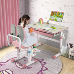 Costway Bureau Enfants avec Hauteur Réglable Bureau d'Etude avec Plateau Incliné 0-60° Support de Livre & Tiroir Charge 110KG pour Enfants de 3-12 Ans