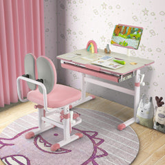 Costway Bureau Enfants avec Hauteur Réglable Bureau d'Etude avec Plateau Incliné 0-60° Support de Livre & Tiroir Charge 110KG pour Enfants de 3-12 Ans