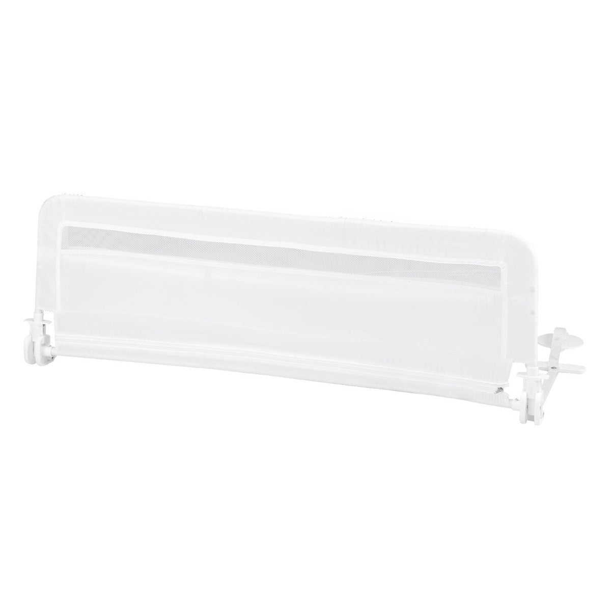 Costway Barrière de Lit Enfants 120 x 42 cmavec Sangles Barrière de Sécurité Pliable avec Tissu en Maille Respisante Angle Réglable 0°à 180° Blanc