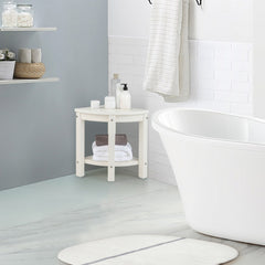 Costway Tabouret Salle de Bain 2 Niveaux avec Étagère de Rangement pour Enfants et Adultes Charge Max 150kg 32,5x32,5x43,5cm Blanc