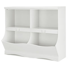 Costway Bibliothèque Enfants avec 4 Compartiments Meuble avec Base en Forme Vague Coins Arrondis Idéal pour Salon Chambre Bureau 105,5 x 39,5 x 84 cm Blanc