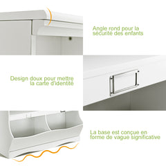 Costway Bibliothèque Enfants avec 4 Compartiments Meuble avec Base en Forme Vague Coins Arrondis Idéal pour Salon Chambre Bureau 105,5 x 39,5 x 84 cm Blanc