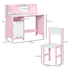 Ensemble table et chaise pour enfant avec tableau blanc - bureau pour enfant +5 ans - 90L x 45l x 85H cm rose
