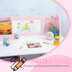 Ensemble table et chaise pour enfant avec tableau blanc - bureau pour enfant +5 ans - 90L x 45l x 85H cm rose