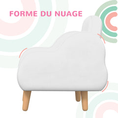 Fauteuil pour enfant design scandinave nuage grand confort avec piètement inclinés et tissu 46 x 51 x 55 cm blanc