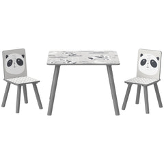 Ensemble table et chaises pour enfants, table pour enfant avec 2 chaises, motif animaux pour chambre à coucher gris