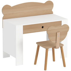 Bureau enfant avec chaise, table enfant et chaise avec tiroir et large plateau, 80 x 41 x 74,5 cm, bois naturel