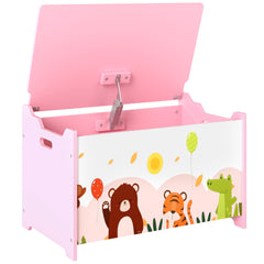 Coffre à jouet enfant coffre de rangement enfant couvercle rabattable motif animal 60 x 37 x 39 cm rose