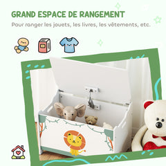 Coffre à jouets avec couvercle, coffre de rangement enfant avec charnières de sécurité, 60 x 37 x 39 cm, vert