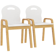 Lot de 2 chaises pour enfants réglables en hauteur fauteuil enfants en bois massif avec accoudoirs 39x34x61,5cm blanc