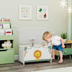 Coffre à jouets avec couvercle, coffre de rangement enfant avec charnières de sécurité, 60 x 37 x 39 cm, vert