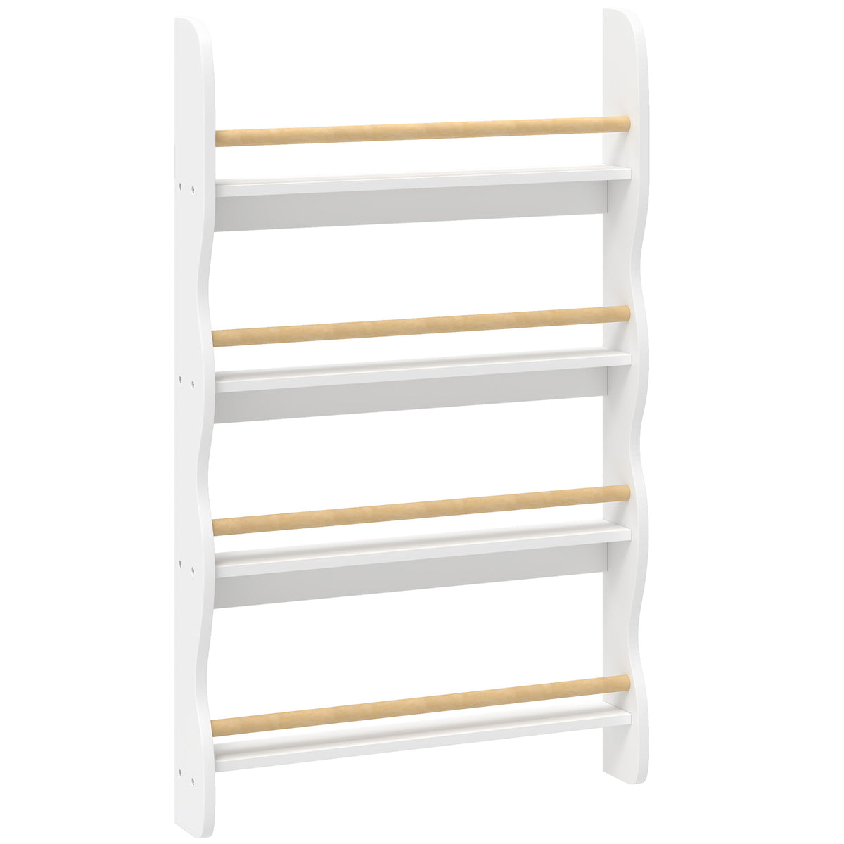 Bibliothèque murale pour enfant, rangement livre enfant 4 niveaux, fixer au mur, 60 x 10 x 98 cm, blanc