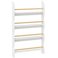 Bibliothèque murale pour enfant, rangement livre enfant 4 niveaux, fixer au mur, 60 x 10 x 98 cm, blanc