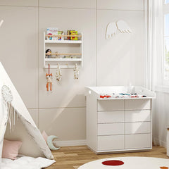 WOLTU Bibliothèque Enfants, Étagère à Jouets avec 2 Niveaux, 4 Crochets, 60x55x12 cm, en MDF