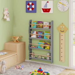 WOLTU Bibliothèque pour Enfants, Étagère Murale en Pin et MDF E1 avec 4 Étagères
