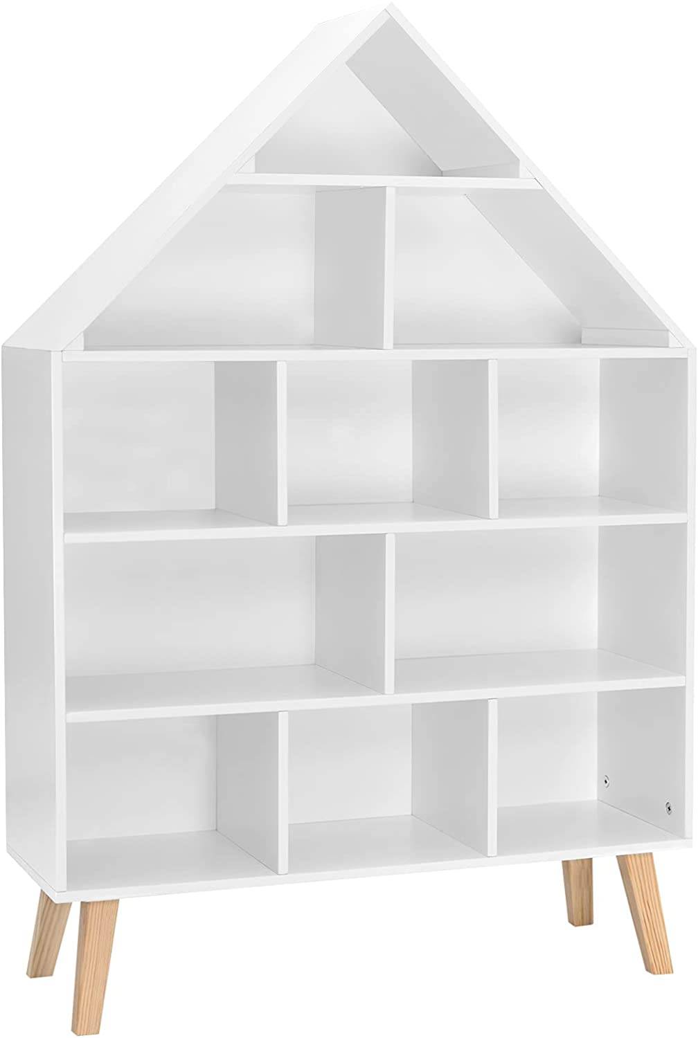 WOLTU Bibliothèque pour Enfants en Forme de Maison, Étagère pour Enfants avec 5 Niveaux, Blanc