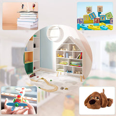 WOLTU Bibliothèque pour Enfants en Forme de Maison, Étagère pour Enfants avec 5 Niveaux, Blanc