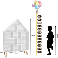 WOLTU Bibliothèque pour Enfants en Forme de Maison, Étagère pour Enfants avec 5 Niveaux, Blanc
