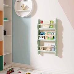 WOLTU Bibliothèque à 3 Niveaux pour Enfants, Étagère à Livres, Étagère Murale en Pin, MDF