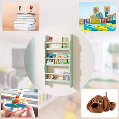 WOLTU Bibliothèque à 3 Niveaux pour Enfants, Étagère à Livres, Étagère Murale en Pin, MDF