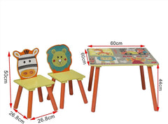 WOLTU Table Enfant avec 2 Chaises, Table et Chaise Enfant, Animaux de la Forêt