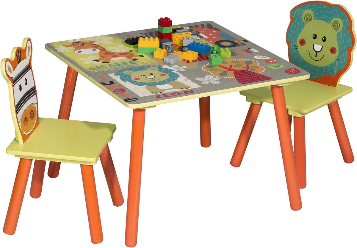 WOLTU Table Enfant avec 2 Chaises, Table et Chaise Enfant, Animaux de la Forêt