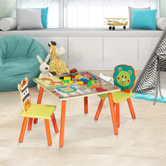 WOLTU Table Enfant avec 2 Chaises, Table et Chaise Enfant, Animaux de la Forêt