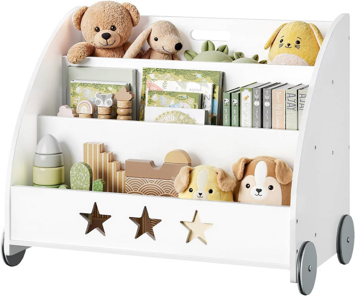 WOLTU Étagère à Livres pour Enfants, Bibliothèque sur Roulettes, en Bois