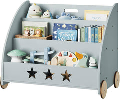 WOLTU Étagère à Livres pour Enfants, Bibliothèque sur Roulettes, en Bois