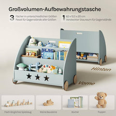 WOLTU Étagère à Livres pour Enfants, Bibliothèque sur Roulettes, en Bois